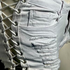 Fun Edgy Chic White Daisy Duke Shorts